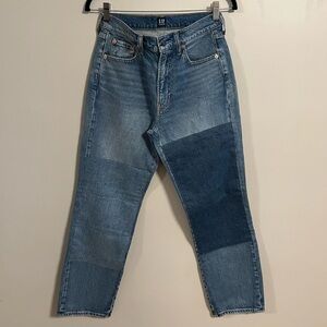 Patchwork Straight Ankle Jeans